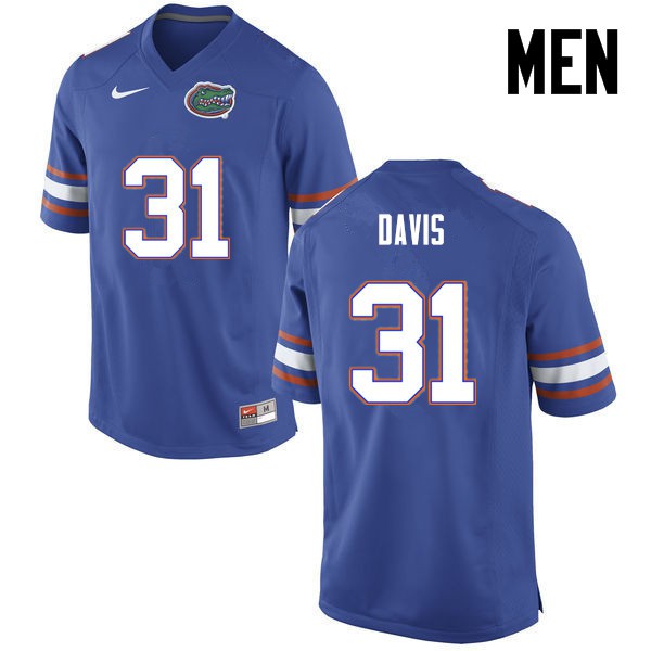 Florida Gators Men #31 Shawn Davis College Football Blue
